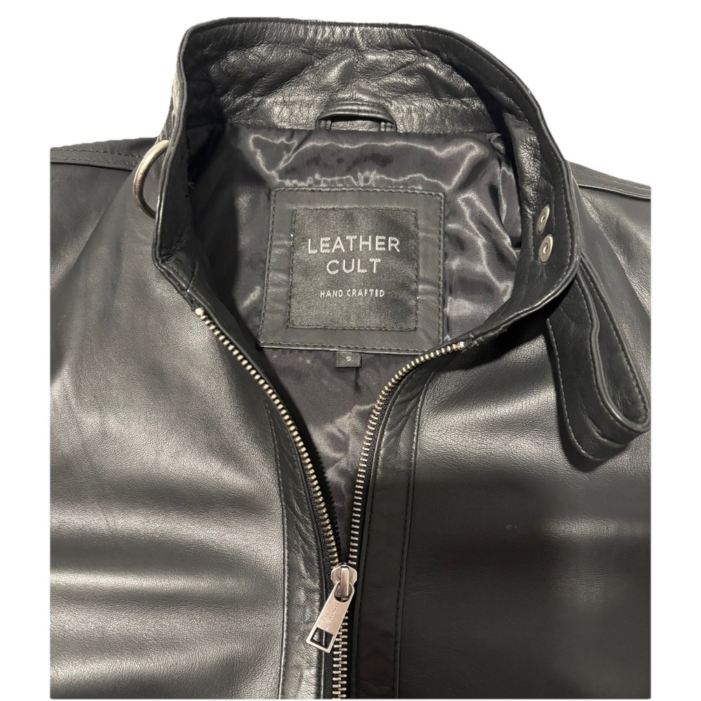 Leather Cult Handcrafted SOFT Black Genuine Leather Jacket Zippered Pockets Mint - Picture 8 of 16